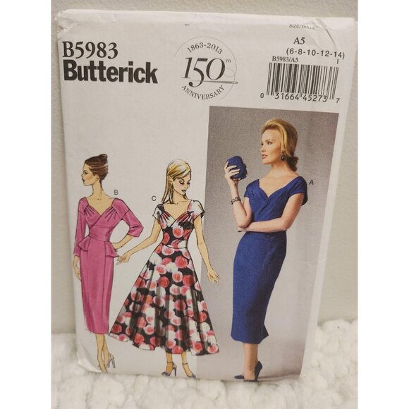 Butterick B5983 Sewing Pattern UNCUT Size 6-14 | Vintage Style 1950s Dress - Picture 7 of 10
